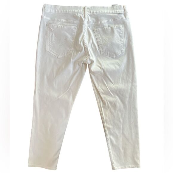 MOTHER White Jeans Size 31 The Drop Out in Broken Glass Straight Leg Crop - Picture 3 of 8